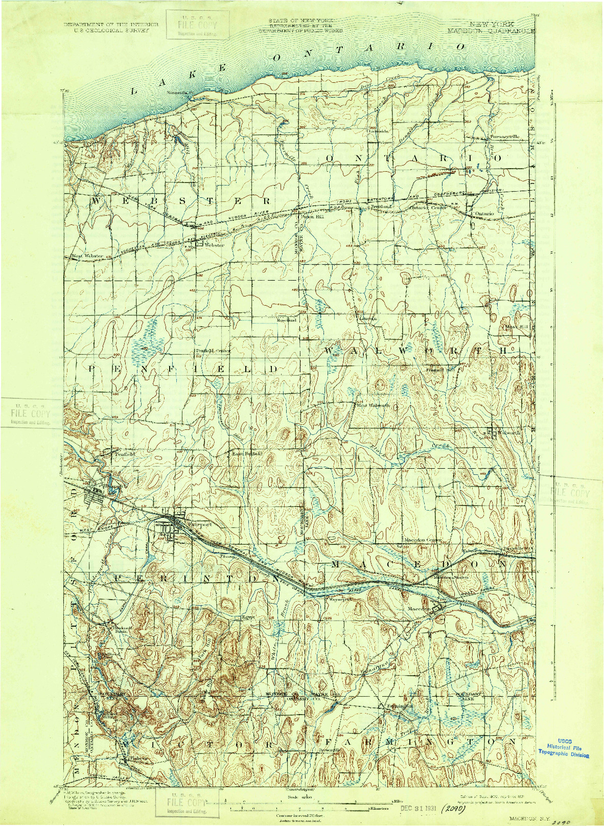 USGS 1:62500-SCALE QUADRANGLE FOR MACEDON, NY 1900