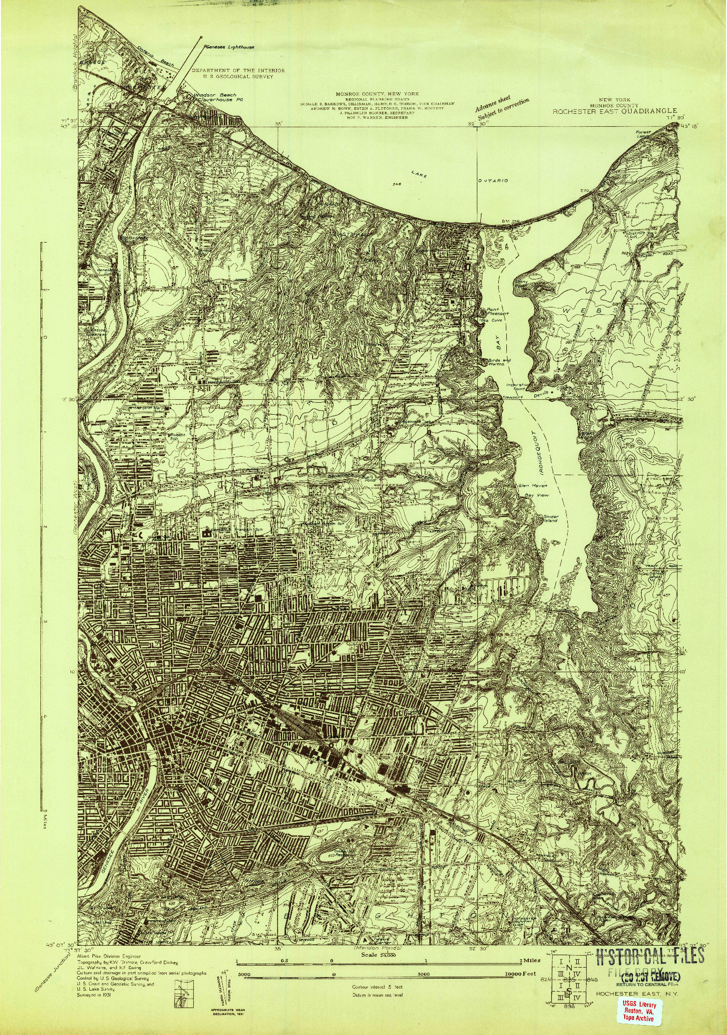 USGS 1:24000-SCALE QUADRANGLE FOR ROCHESTER EAST, NY 1931