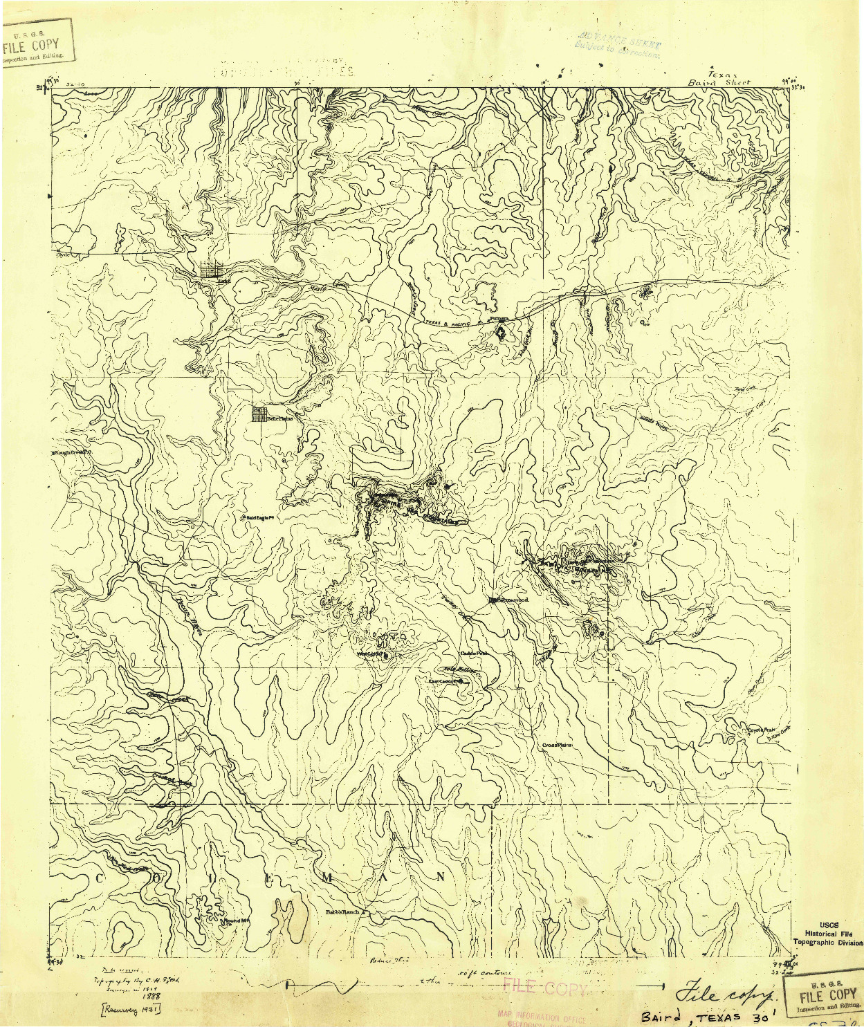 USGS 1:125000-SCALE QUADRANGLE FOR BAIRD, TX 1931