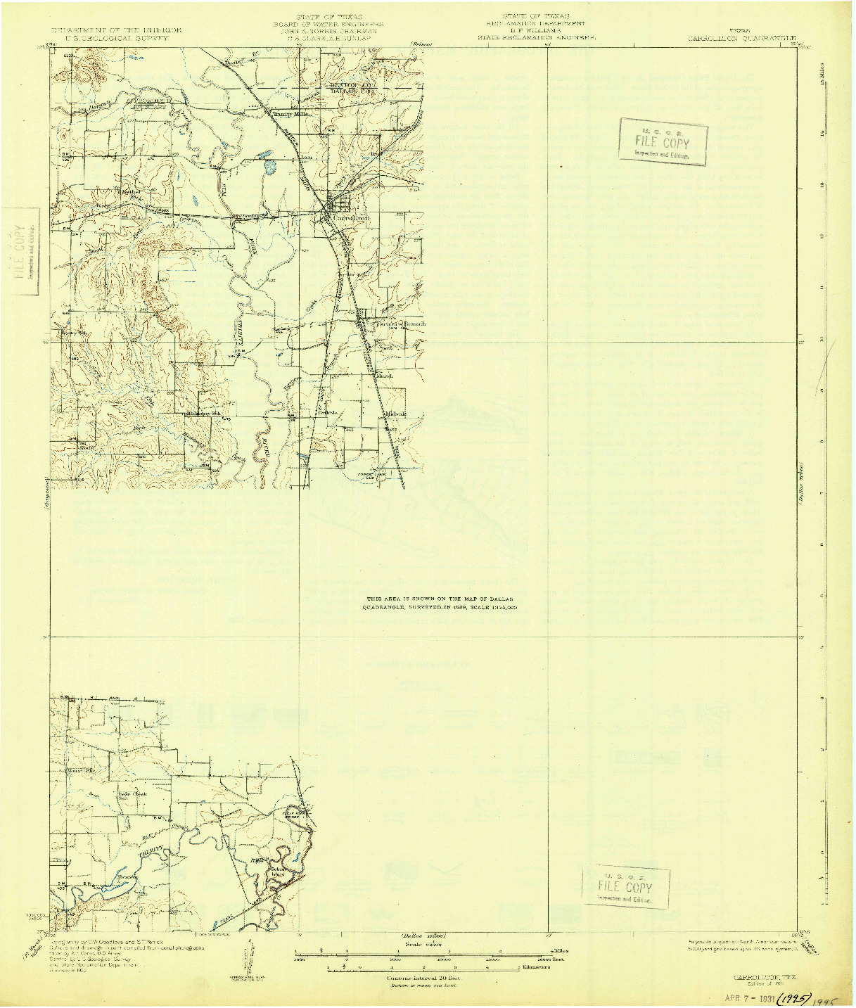 USGS 1:62500-SCALE QUADRANGLE FOR CARROLLTON, TX 1931