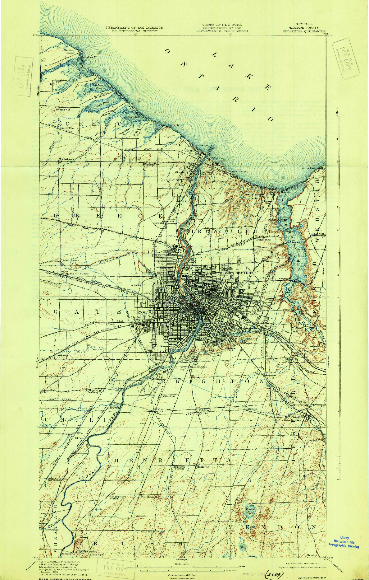 USGS 1:62500-SCALE QUADRANGLE FOR ROCHESTER, NY 1920