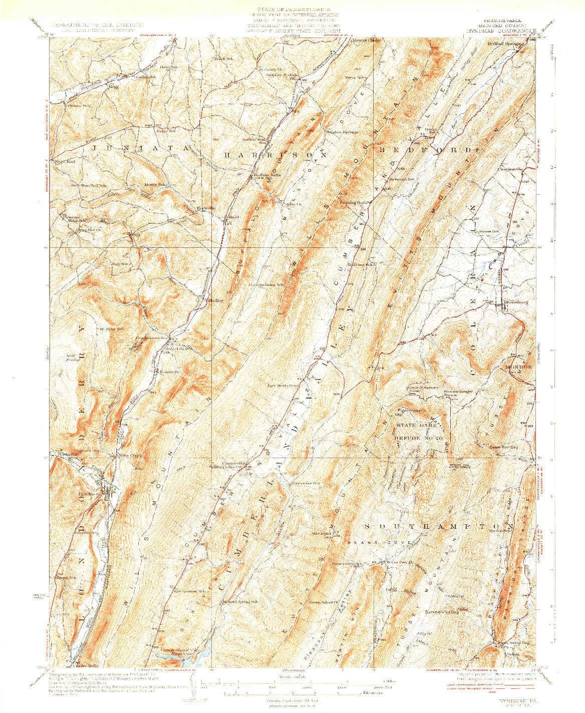 USGS 1:62500-SCALE QUADRANGLE FOR HYNDMAN, PA 1931