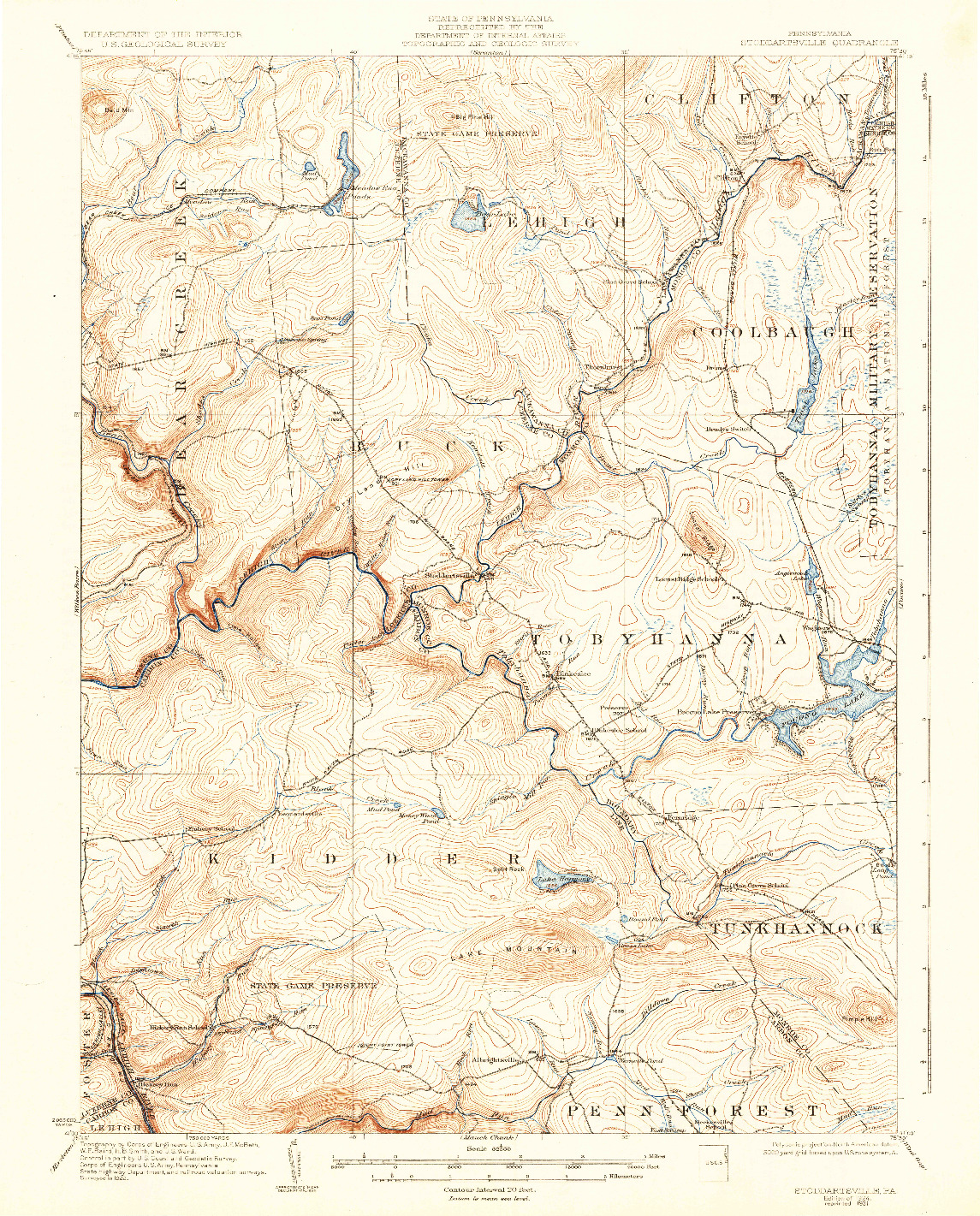 USGS 1:62500-SCALE QUADRANGLE FOR STODDARTSVILLE, PA 1924