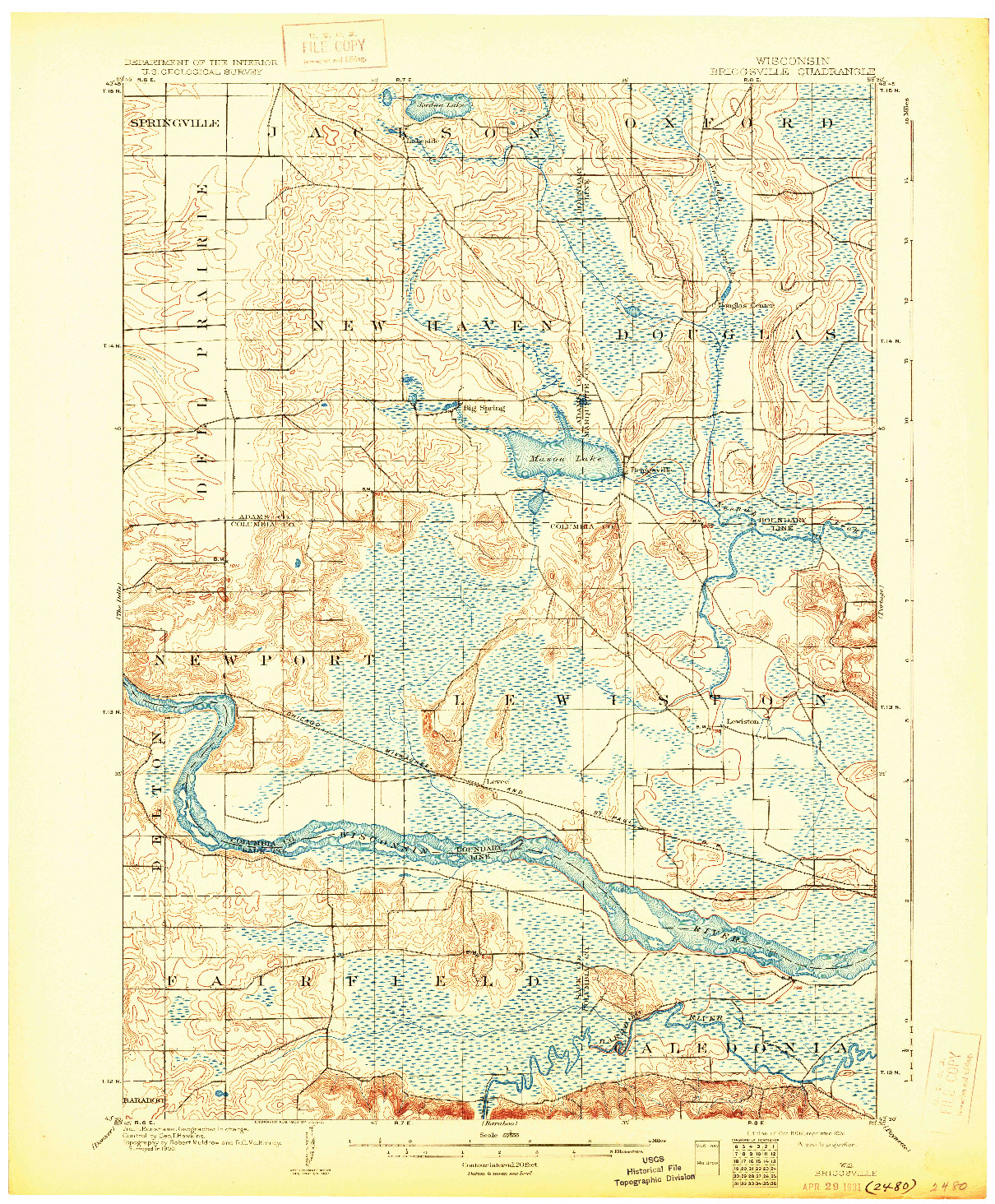 USGS 1:62500-SCALE QUADRANGLE FOR BRIGGSVILLE, WI 1902