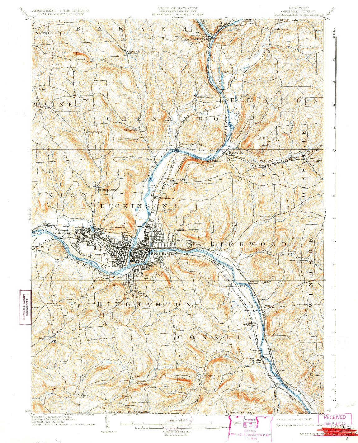 USGS 1:62500-SCALE QUADRANGLE FOR BINGHAMTON, NY 1904