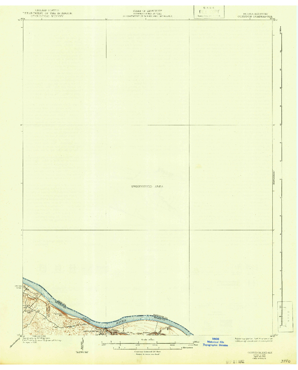 USGS 1:62500-SCALE QUADRANGLE FOR CORYDON, IN 1931