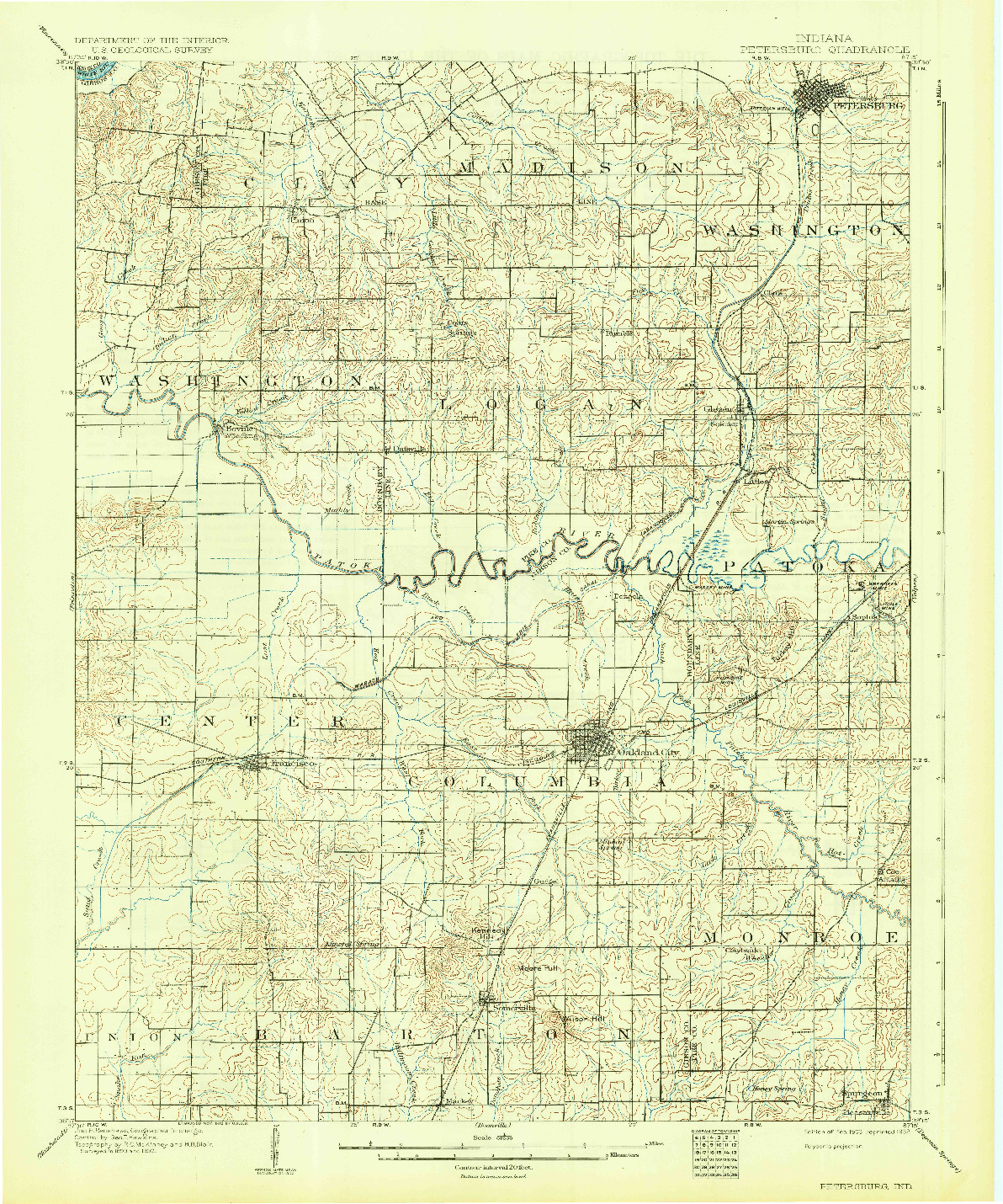 USGS 1:62500-SCALE QUADRANGLE FOR PETERSBURG, IN 1903