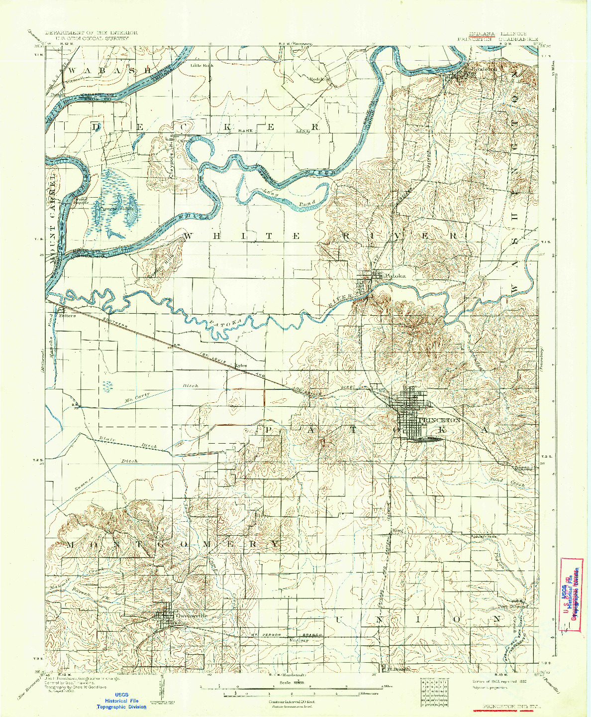 USGS 1:62500-SCALE QUADRANGLE FOR PRINCETON, IN 1903