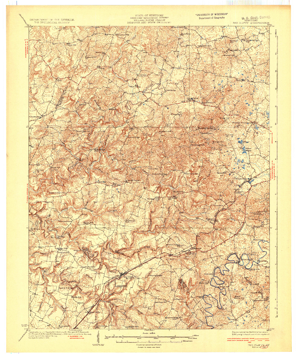 USGS 1:62500-SCALE QUADRANGLE FOR BIG CLIFTY, KY 1932