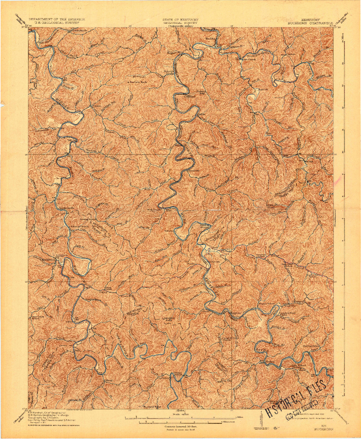 USGS 1:62500-SCALE QUADRANGLE FOR BUCKHORN, KY 1913