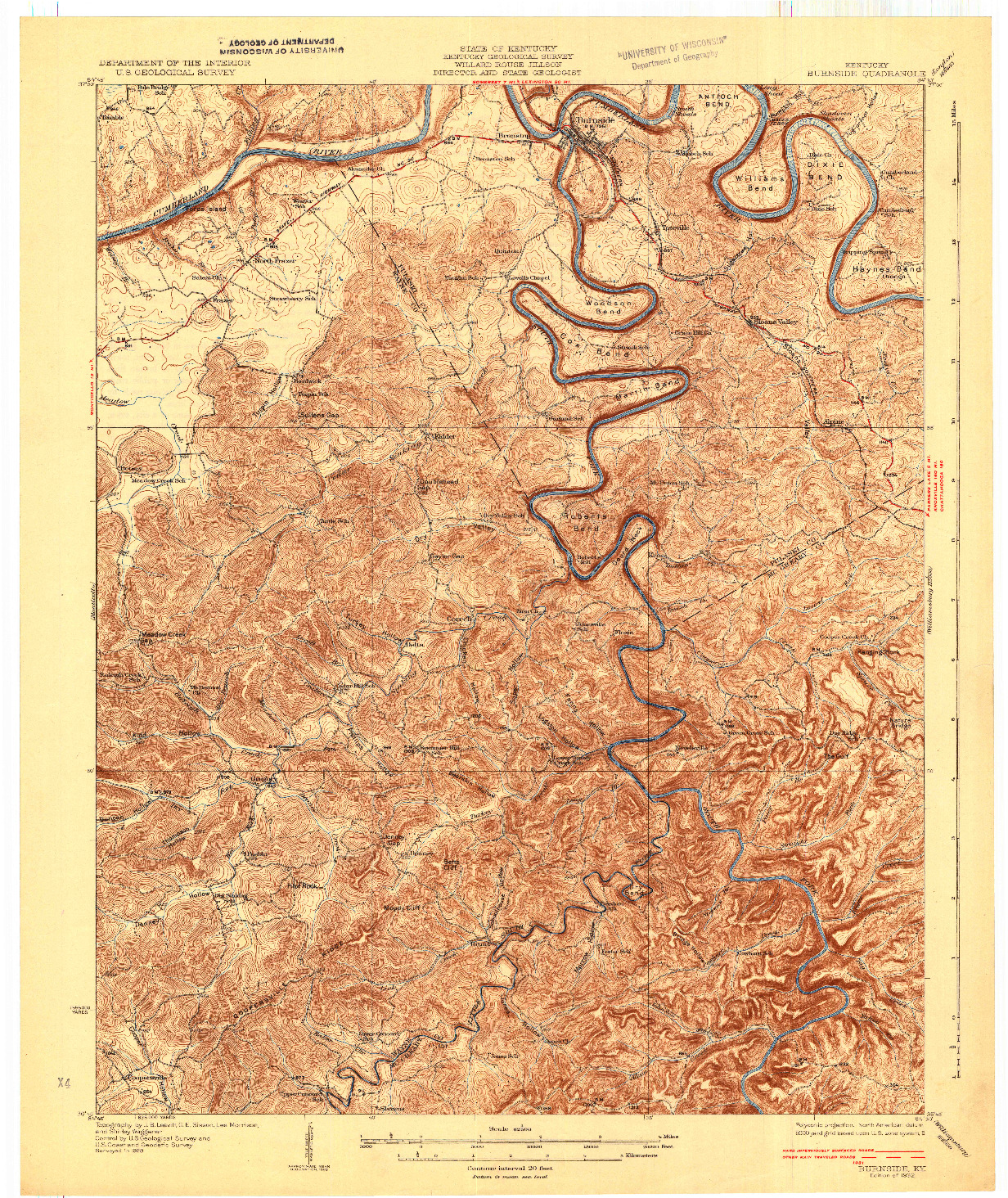 USGS 1:62500-SCALE QUADRANGLE FOR BURNSIDE, KY 1932