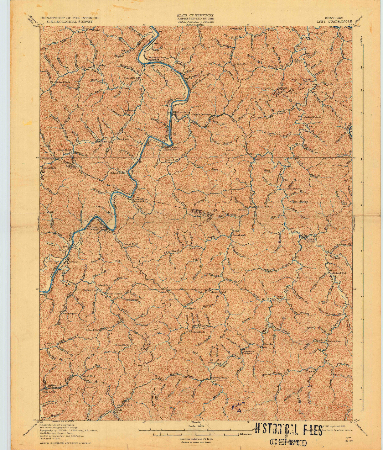 USGS 1:62500-SCALE QUADRANGLE FOR INEZ, KY 1916