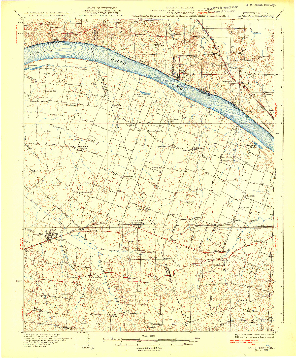 USGS 1:62500-SCALE QUADRANGLE FOR LA CENTER, KY 1932