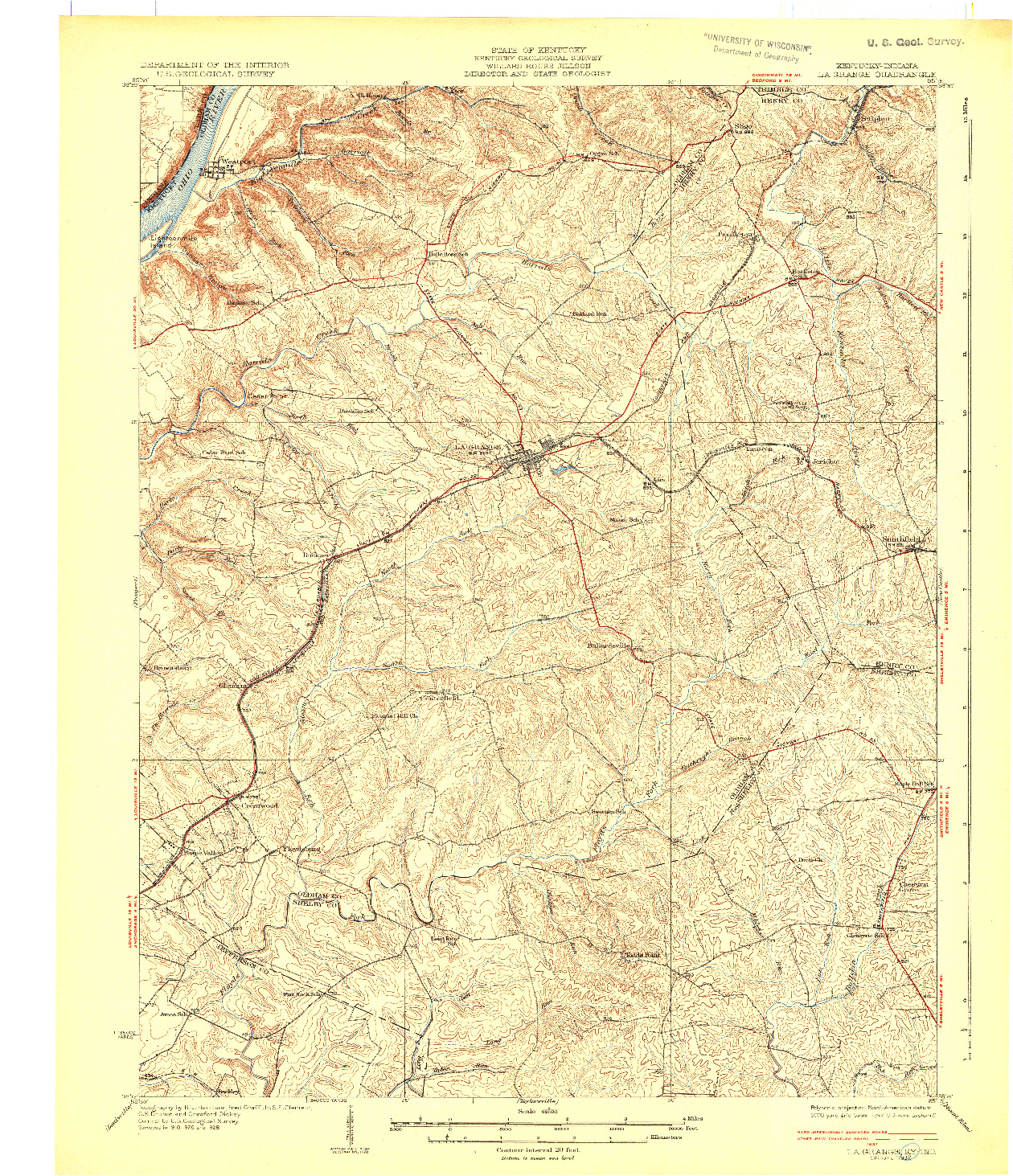 USGS 1:62500-SCALE QUADRANGLE FOR LA GRANGE, KY 1932