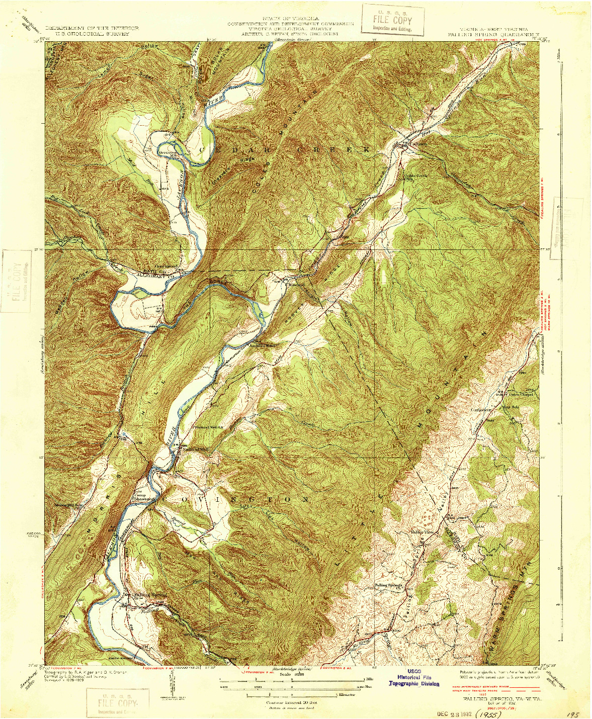 USGS 1:31680-SCALE QUADRANGLE FOR FALLING SPRING, VA 1932