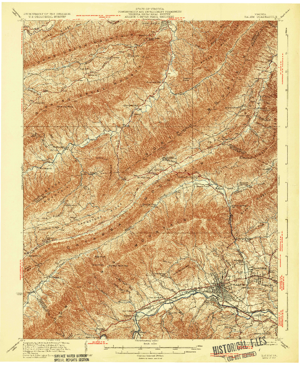 USGS 1:62500-SCALE QUADRANGLE FOR SALEM, VA 1932