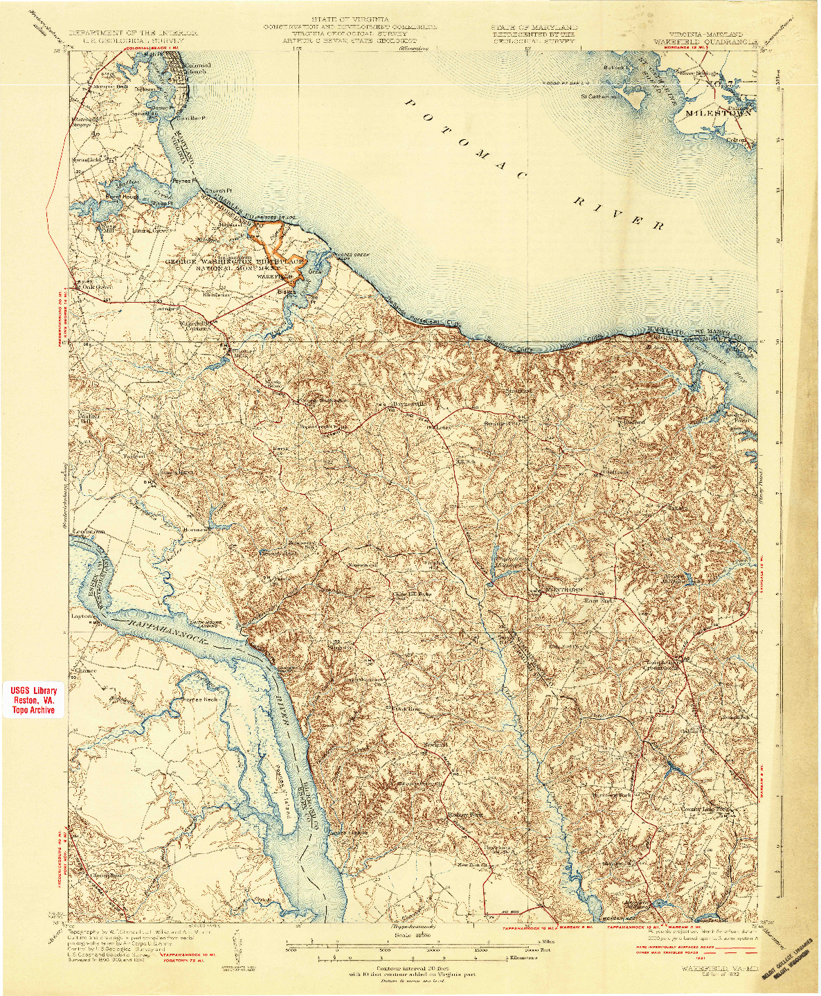 USGS 1:62500-SCALE QUADRANGLE FOR WAKEFIELD, VA 1932