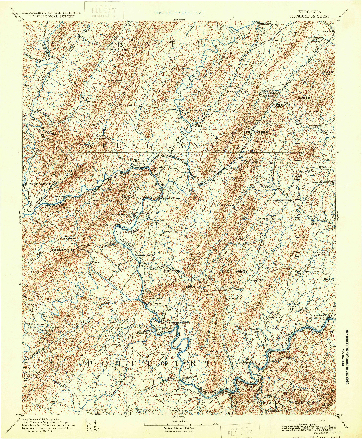 USGS 1:125000-SCALE QUADRANGLE FOR ROCKBRIDGE, VA 1894