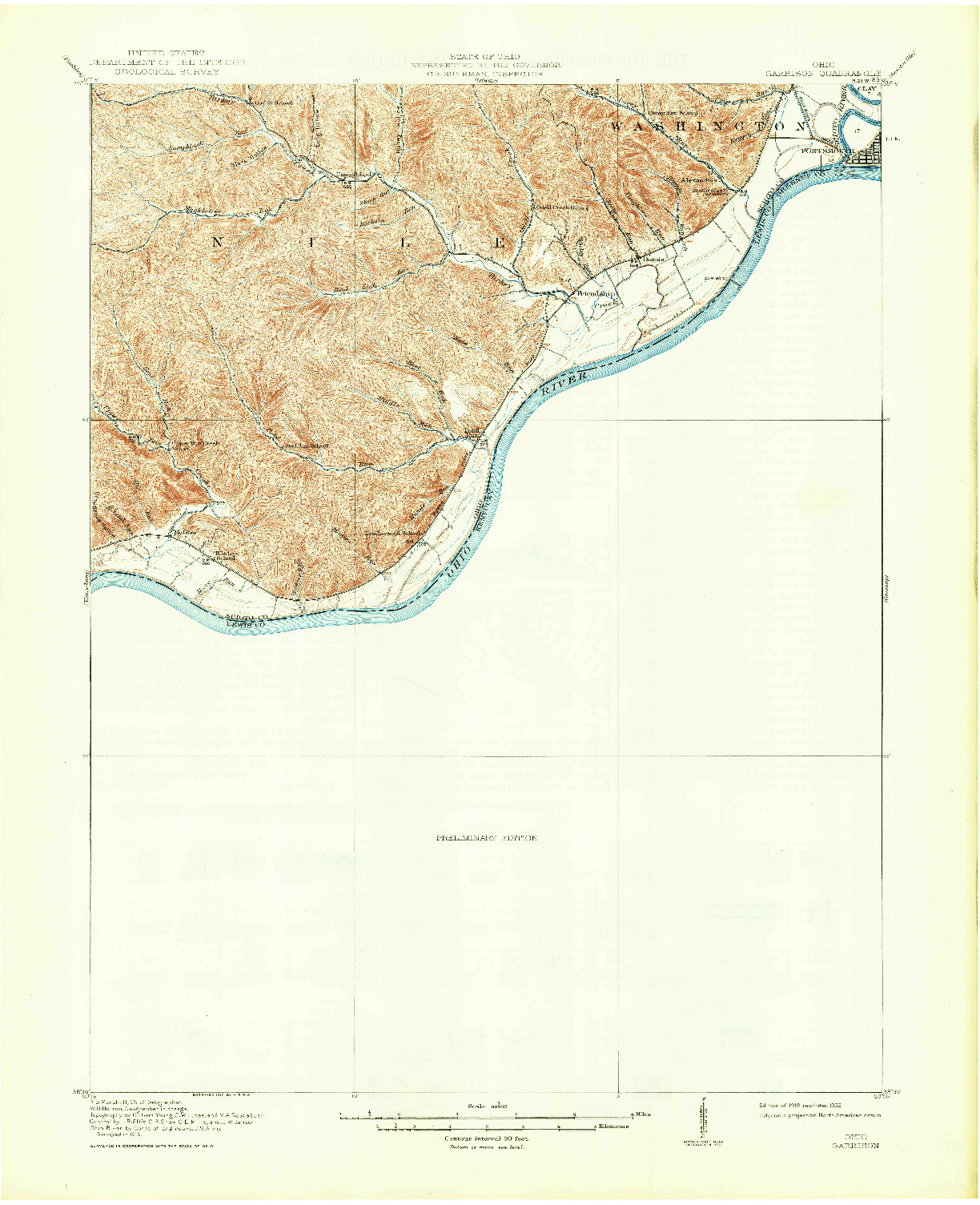 USGS 1:62500-SCALE QUADRANGLE FOR GARRISON, OH 1918