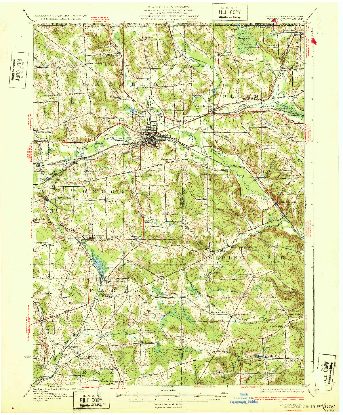 USGS 1:62500-SCALE QUADRANGLE FOR CORRY, PA 1932