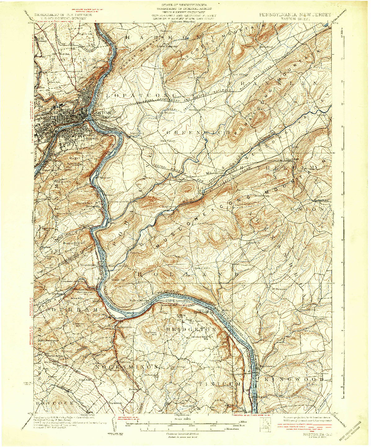 USGS 1:62500-SCALE QUADRANGLE FOR EASTON, PA 1932