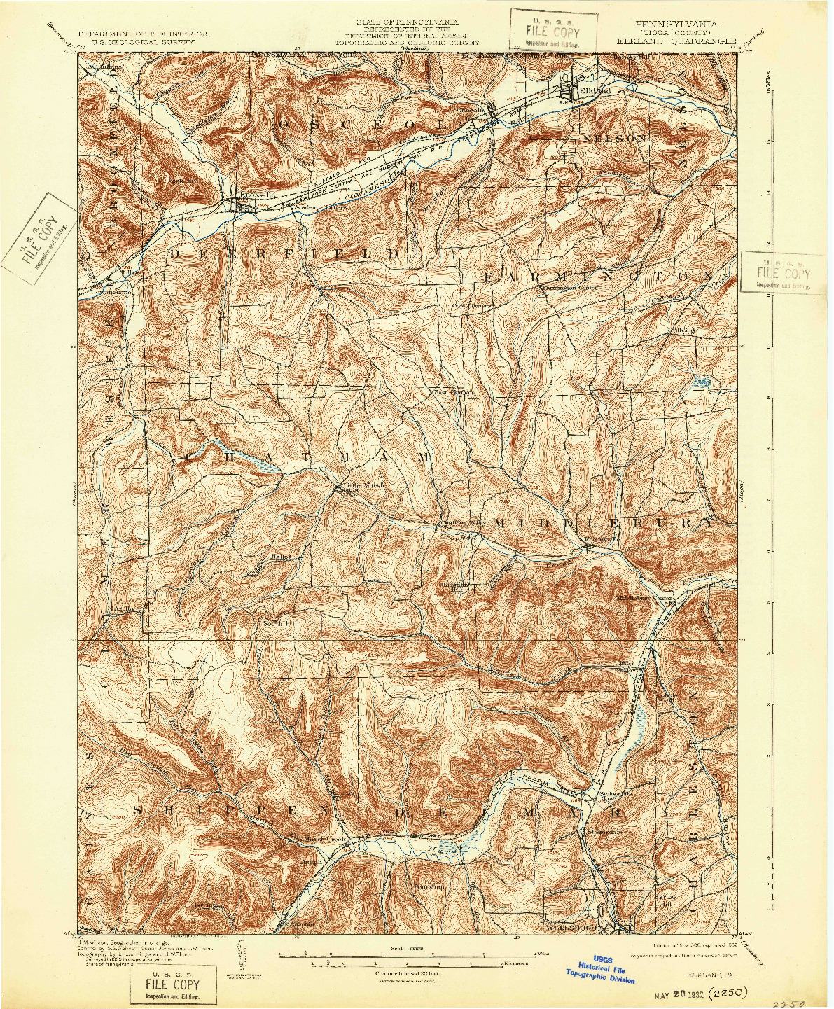 USGS 1:62500-SCALE QUADRANGLE FOR ELKLAND, PA 1900