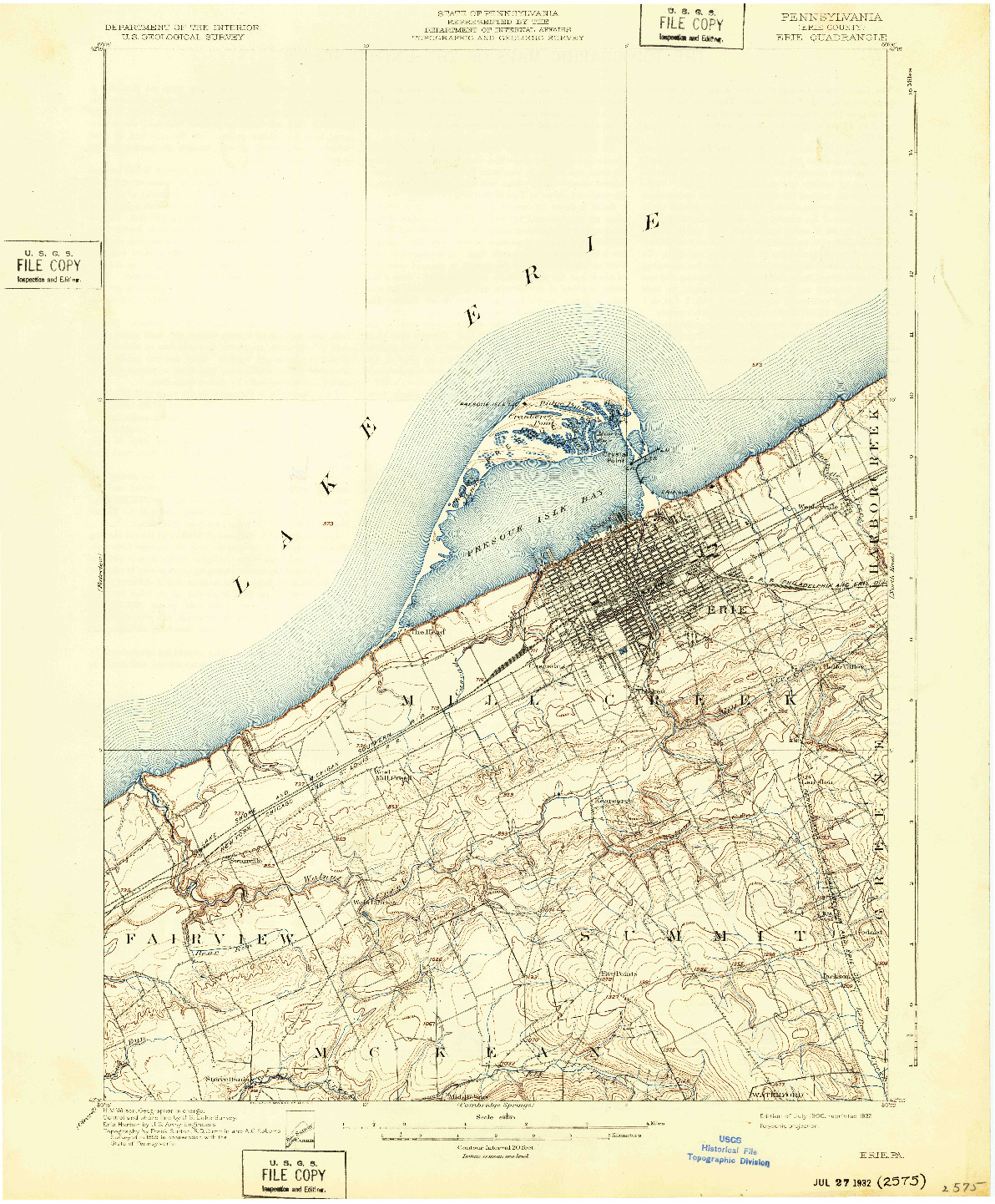 USGS 1:62500-SCALE QUADRANGLE FOR ERIE, PA 1900