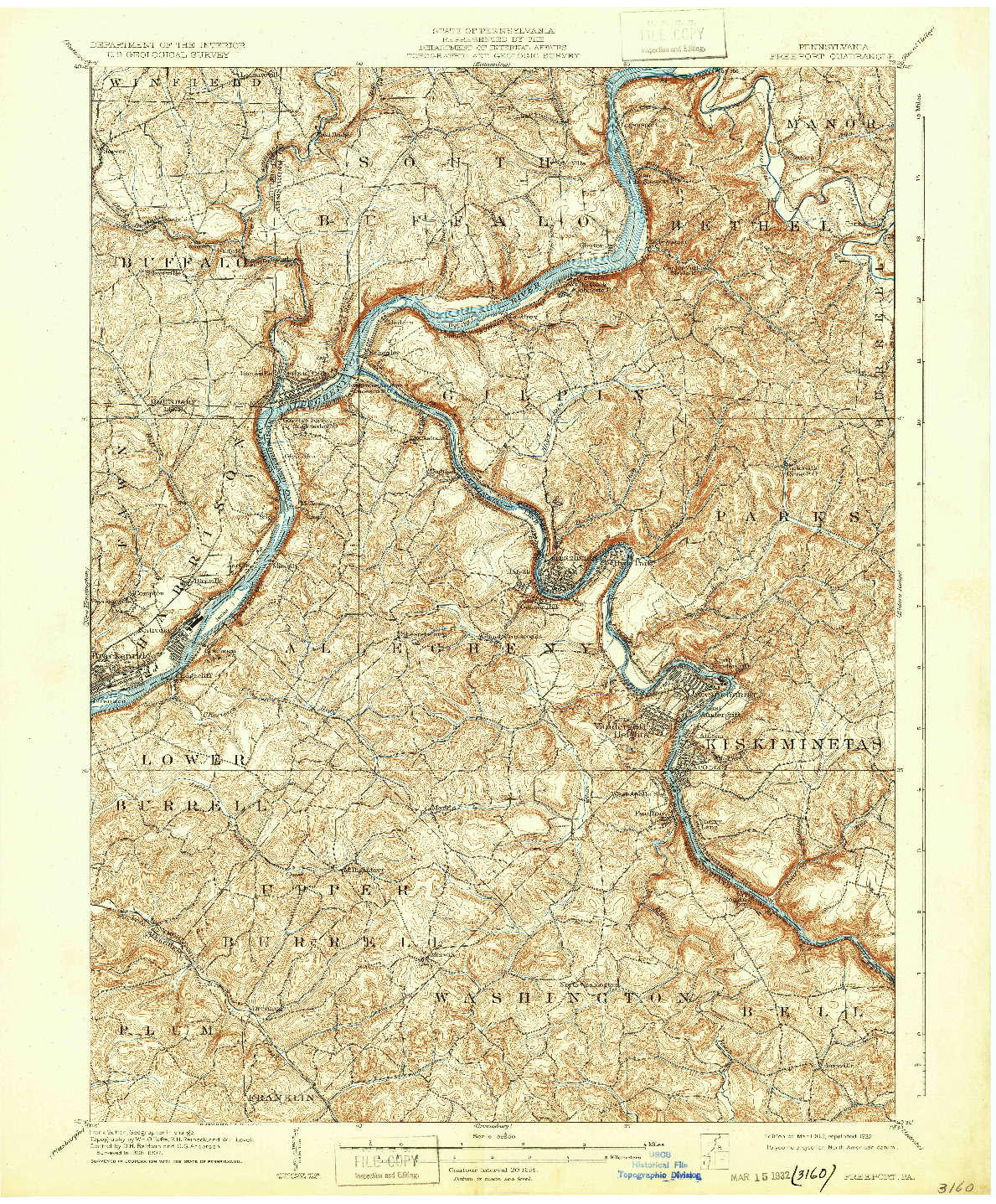 USGS 1:62500-SCALE QUADRANGLE FOR FREEPORT, PA 1909