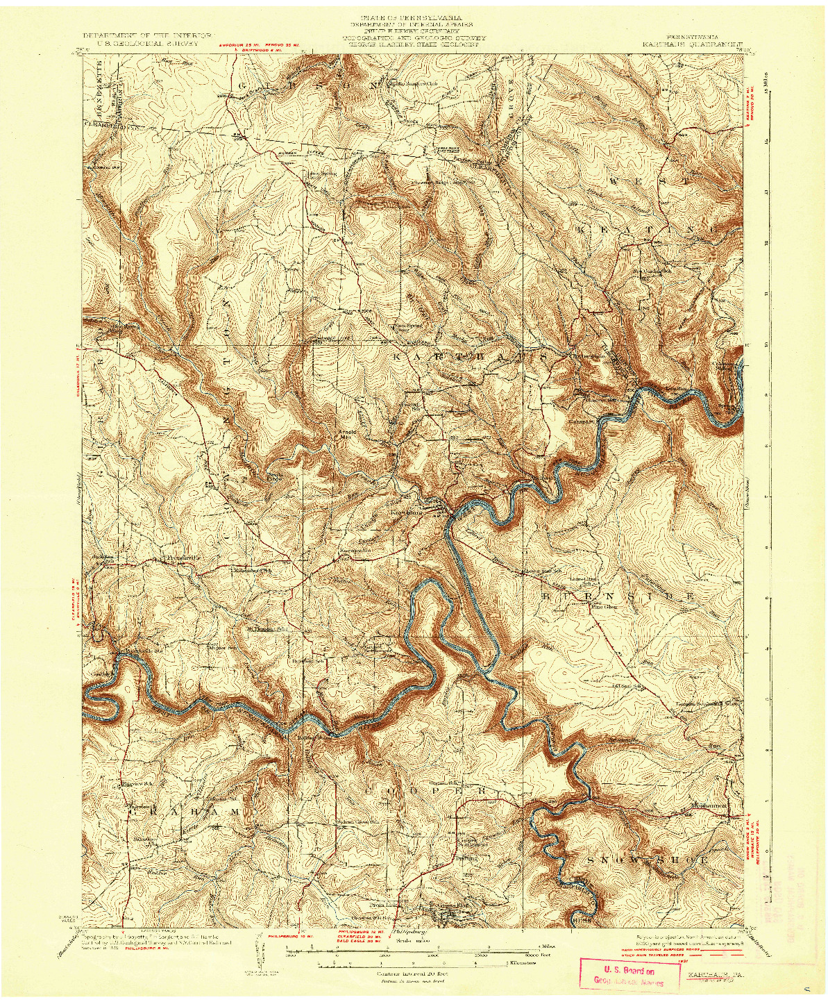 USGS 1:62500-SCALE QUADRANGLE FOR KARTHAUS, PA 1932