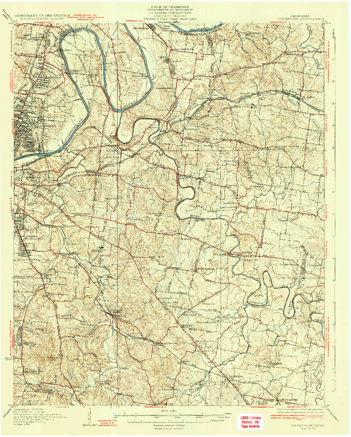 USGS 1:62500-SCALE QUADRANGLE FOR HERMITAGE, TN 1932