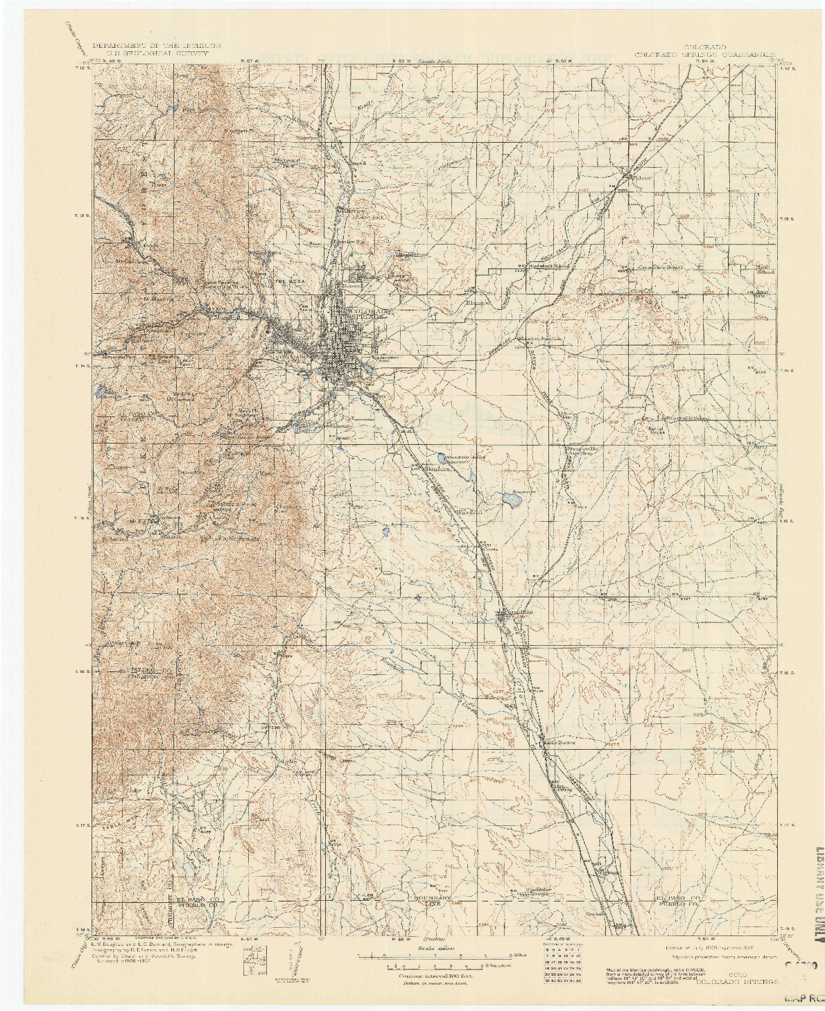 USGS 1:125000-SCALE QUADRANGLE FOR COLORADO SPRINGS, CO 1909