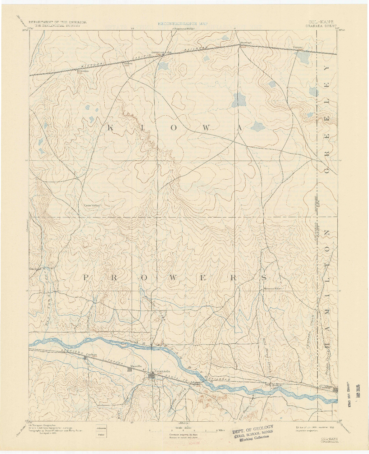 USGS 1:125000-SCALE QUADRANGLE FOR GRANADA, CO 1894