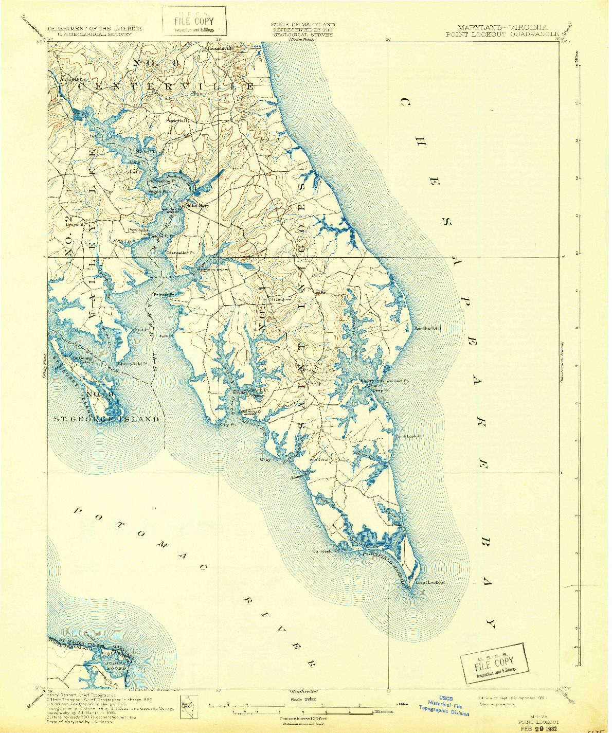 USGS 1:62500-SCALE QUADRANGLE FOR POINT LOOKOUT, MD 1912