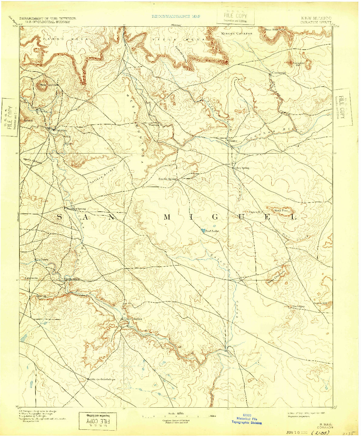 USGS 1:125000-SCALE QUADRANGLE FOR CORAZON, NM 1894