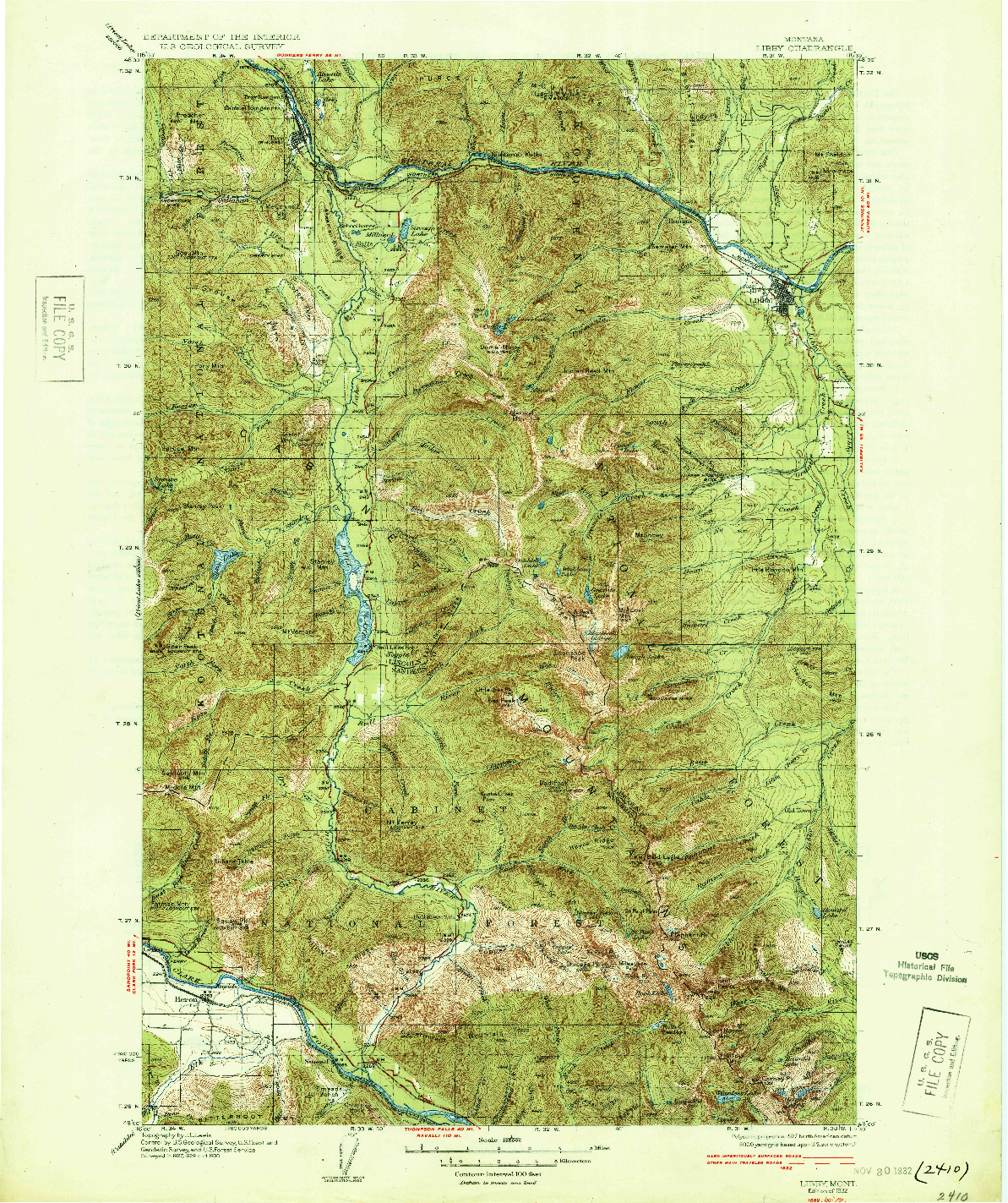 USGS 1:125000-SCALE QUADRANGLE FOR LIBBY, MT 1932