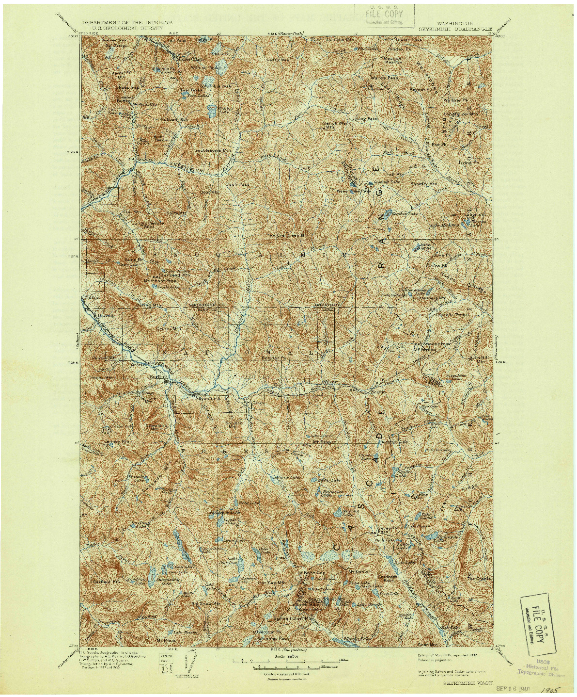 USGS 1:125000-SCALE QUADRANGLE FOR SKYKOMISH, WA 1905