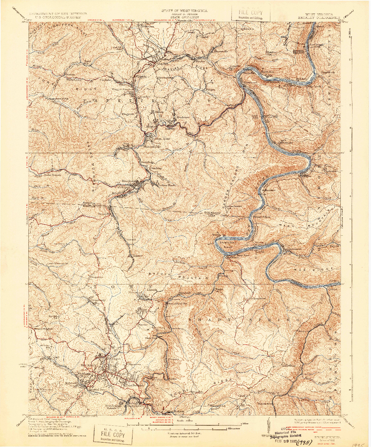 USGS 1:62500-SCALE QUADRANGLE FOR BECKLEY, WV 1932