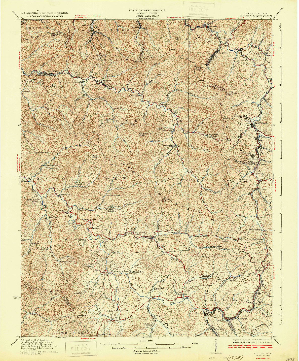USGS 1:62500-SCALE QUADRANGLE FOR ECCLES, WV 1932