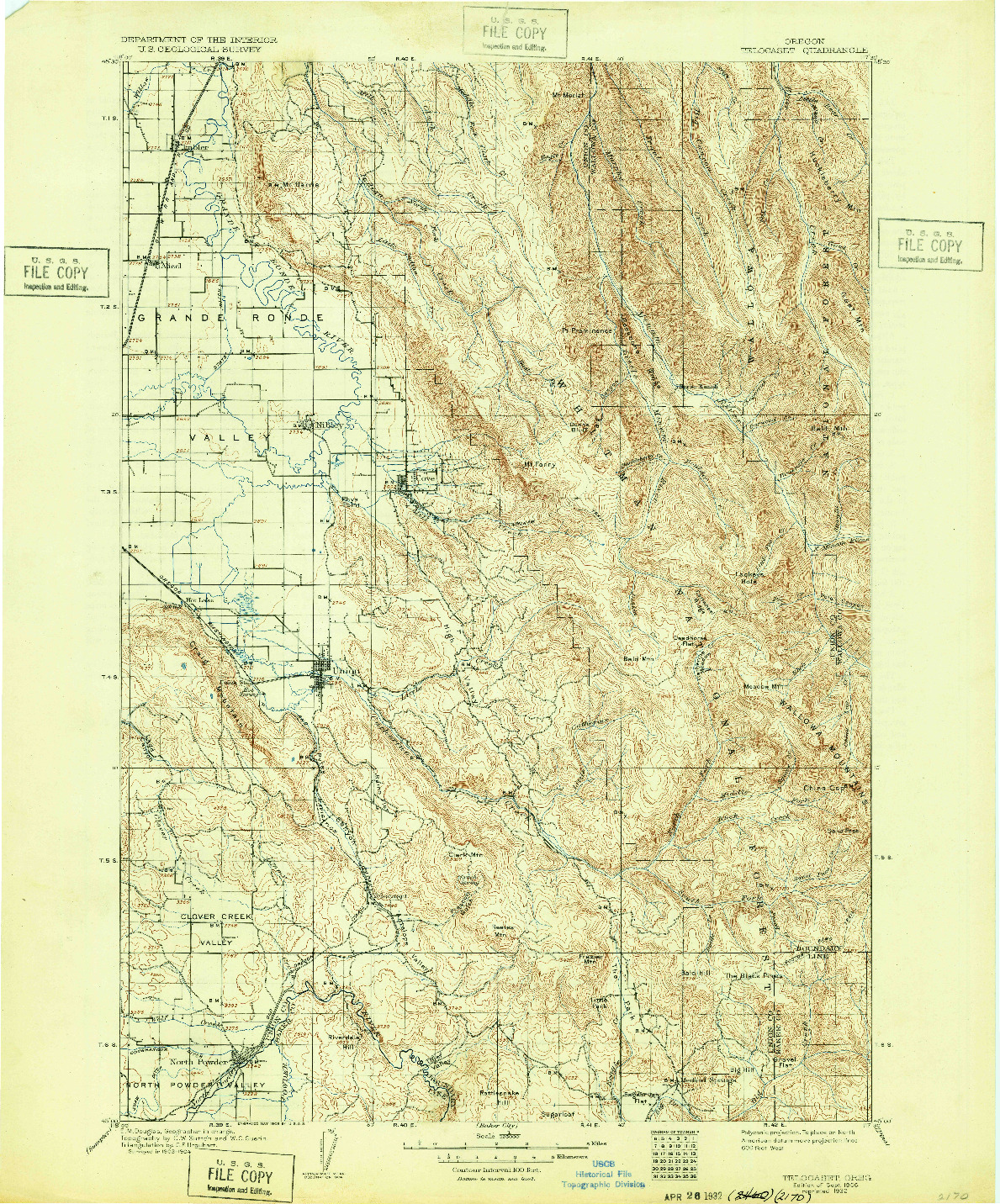 USGS 1:125000-SCALE QUADRANGLE FOR TELOCASET, OR 1906