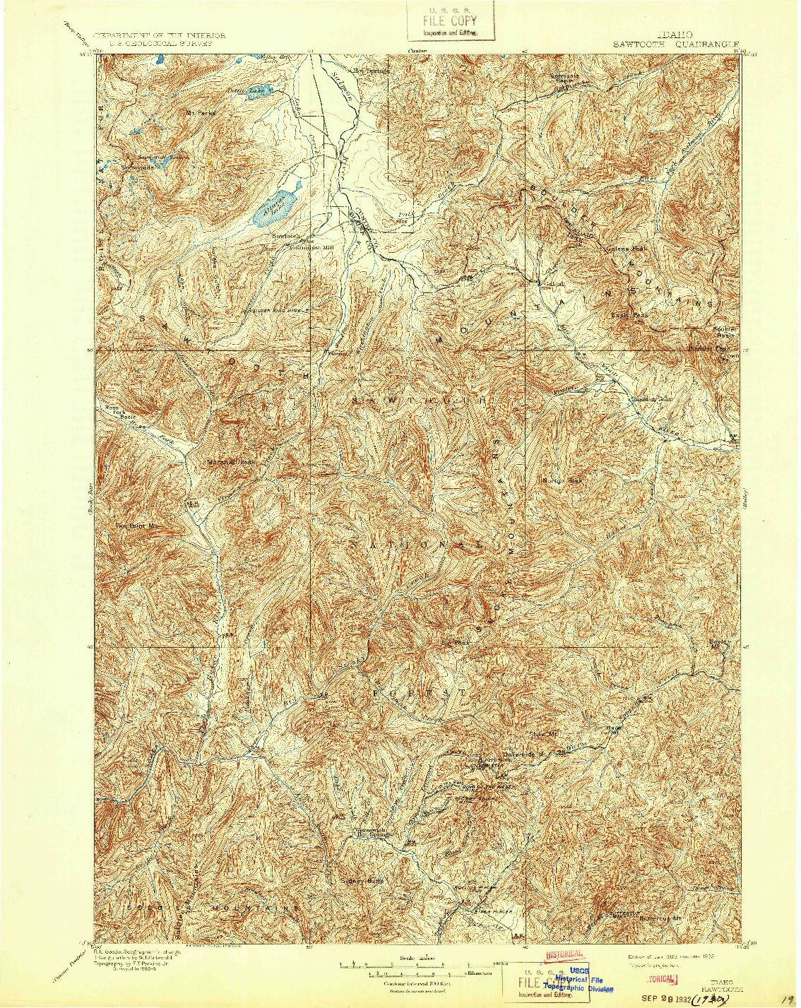 USGS 1:125000-SCALE QUADRANGLE FOR SAWTOOTH, ID 1900