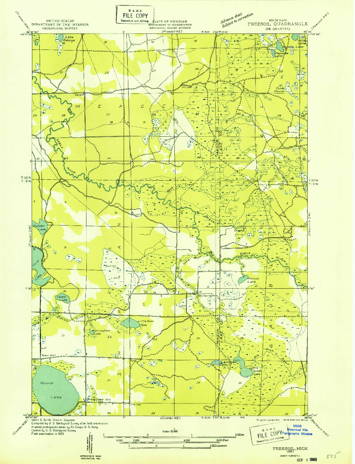 USGS 1:31680-SCALE QUADRANGLE FOR FREESOIL SE, MI 1932