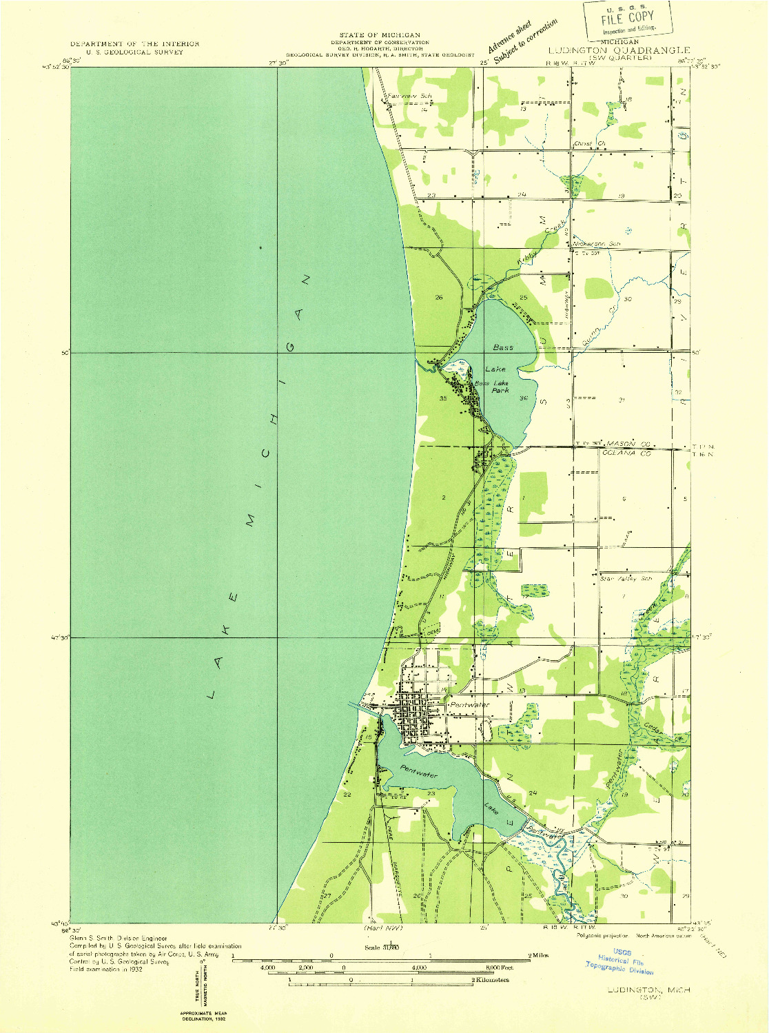 USGS 1:31680-SCALE QUADRANGLE FOR LUDINGTON SW, MI 1932