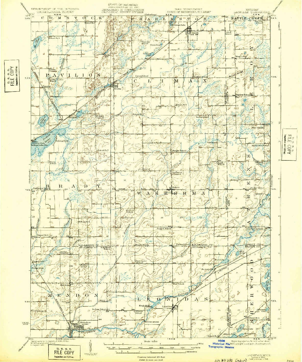 USGS 1:62500-SCALE QUADRANGLE FOR LEONIDAS, MI 1918
