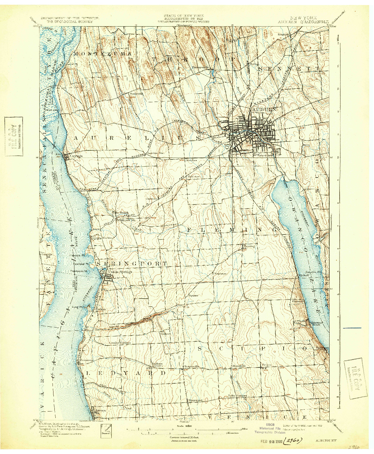 USGS 1:62500-SCALE QUADRANGLE FOR AUBURN, NY 1902