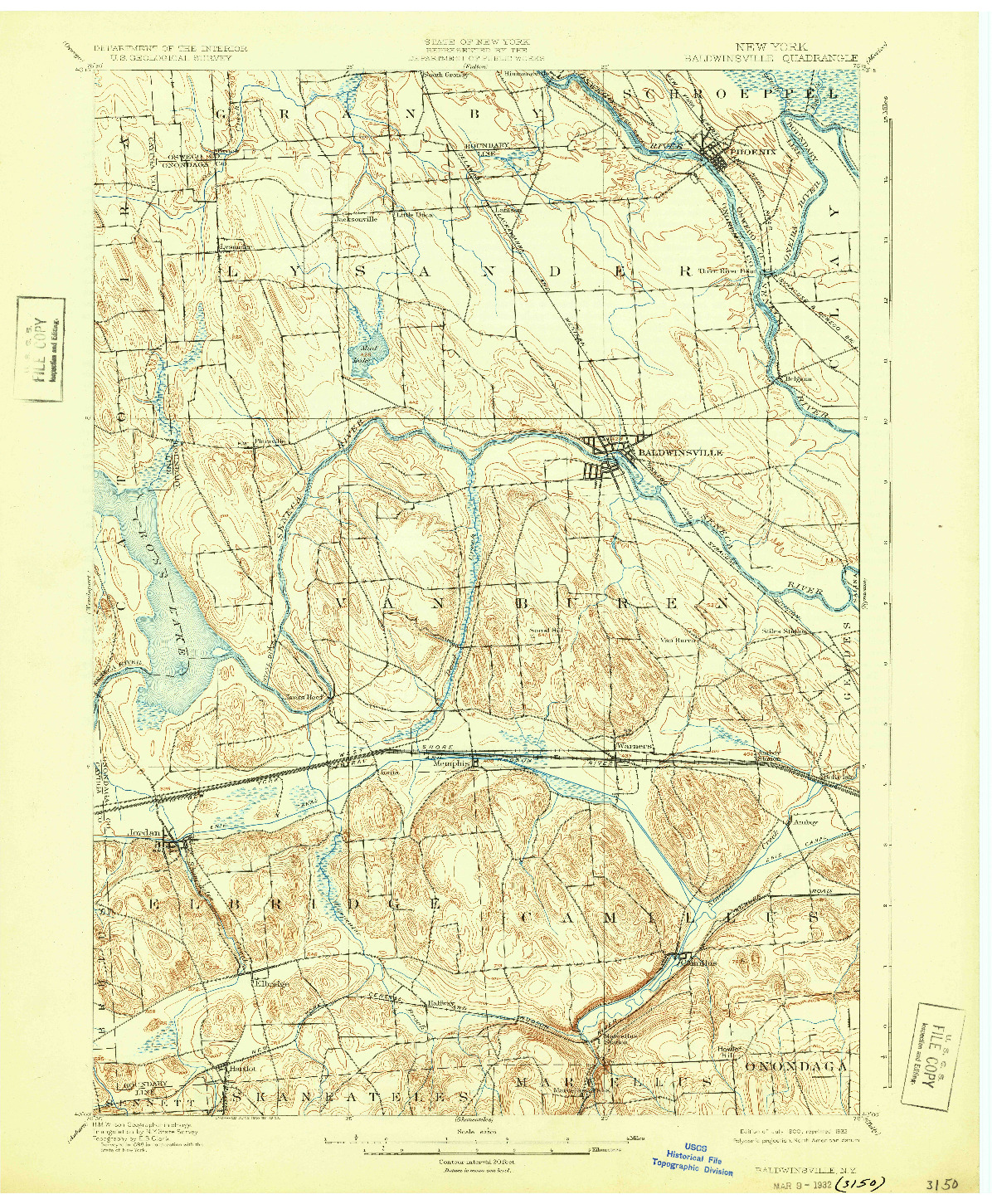 USGS 1:62500-SCALE QUADRANGLE FOR BALDWINSVILLE, NY 1900