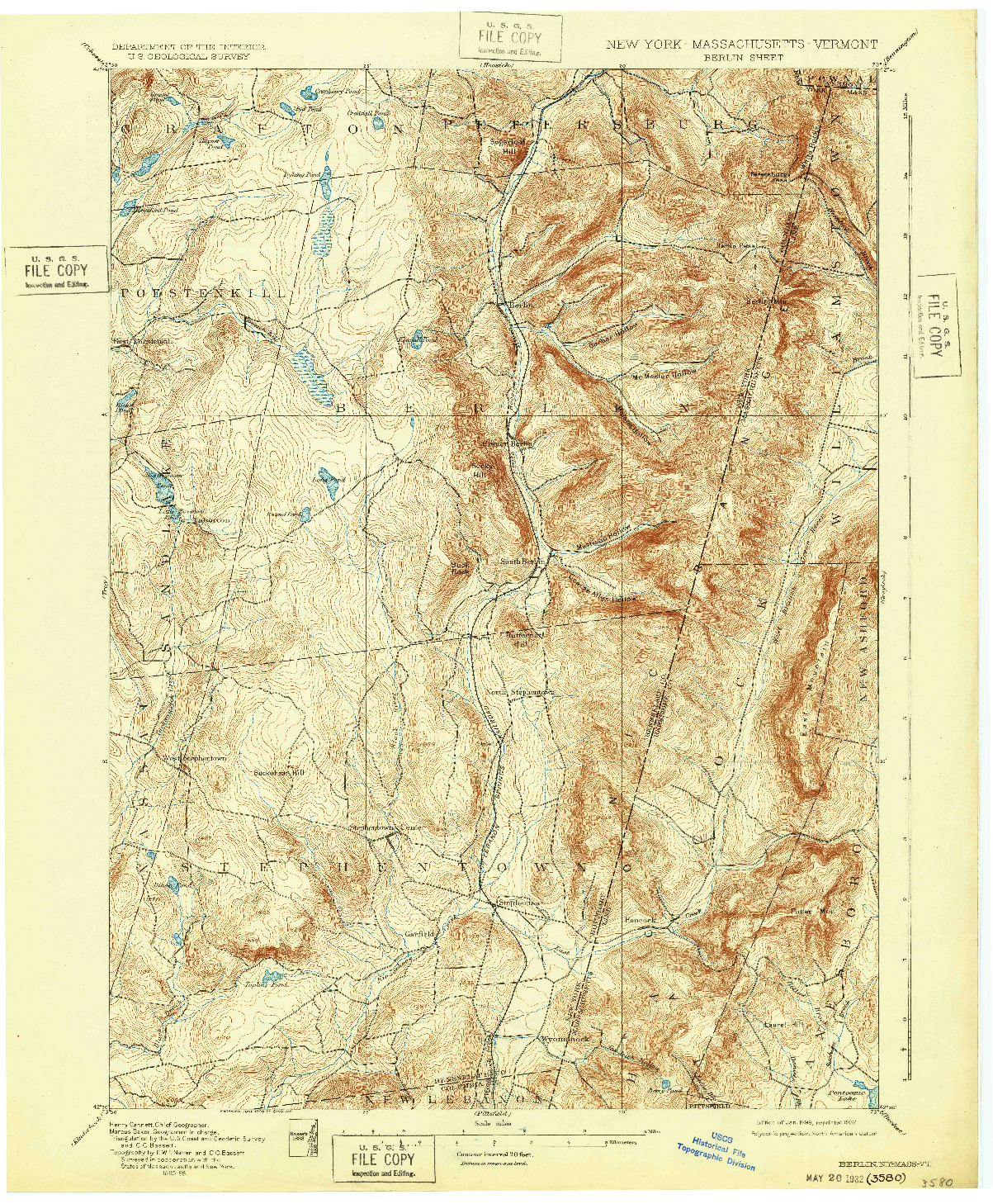 USGS 1:62500-SCALE QUADRANGLE FOR BERLIN, NY 1898