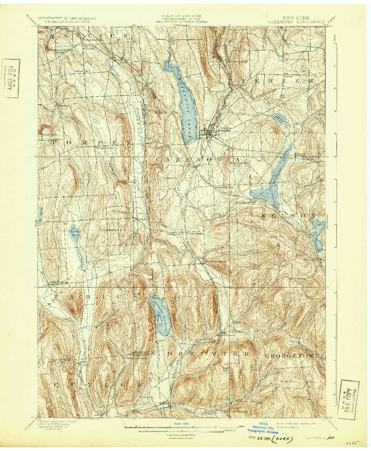 USGS 1:62500-SCALE QUADRANGLE FOR CAZENOVIA, NY 1899