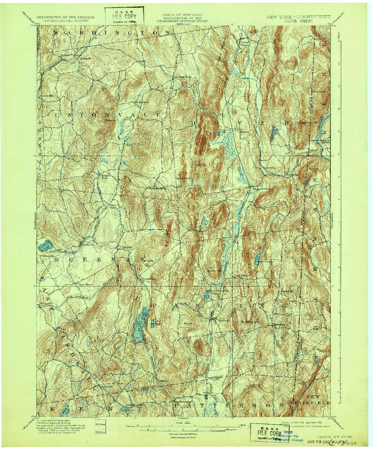 USGS 1:62500-SCALE QUADRANGLE FOR CLOVE, NY 1901