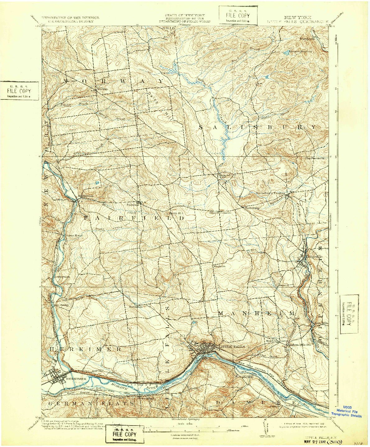 USGS 1:62500-SCALE QUADRANGLE FOR LITTLE FALLS, NY 1903