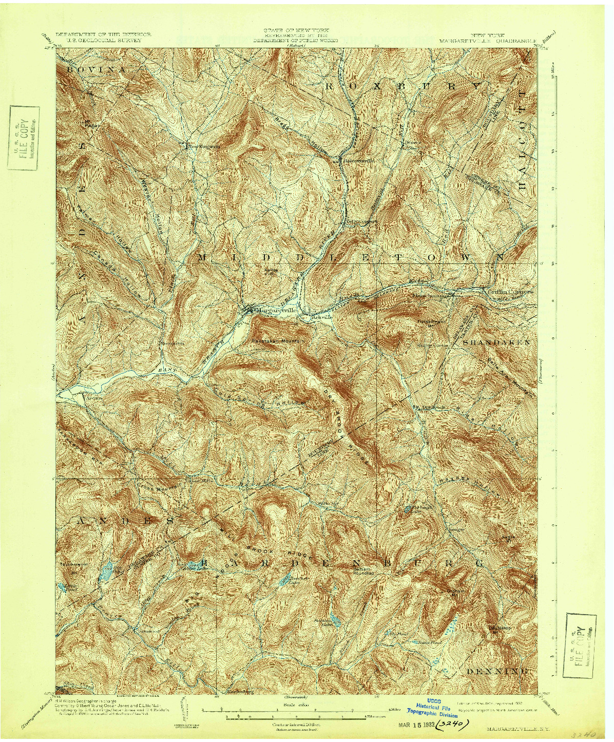 USGS 1:62500-SCALE QUADRANGLE FOR MARGARETVILLE, NY 1904